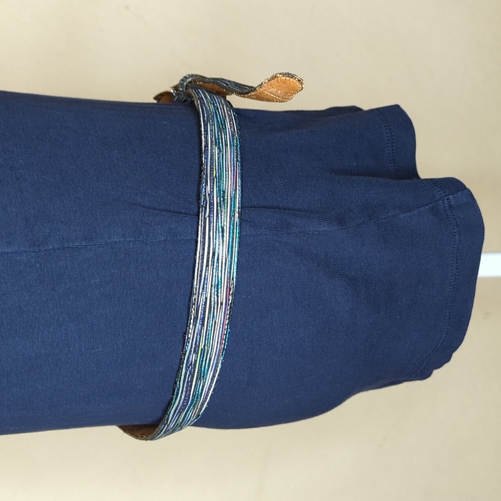 Vintage Badolato Striped Italian Leather Statement Belt Size 34-36 - Picture 4 of 7
